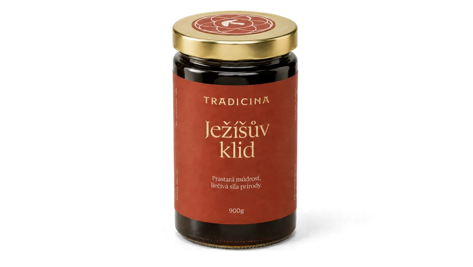 Pohár Ježíšův klid sa otvára, okolo neho sa vznášajú reishi, chaga, bazové bobule, mak a korene